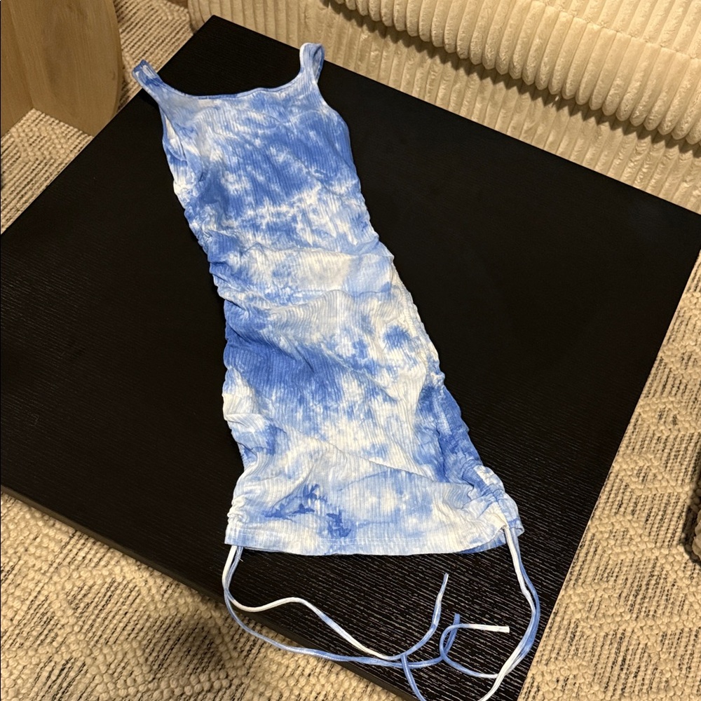 Blue Tie-Dye Sleeveless Dress